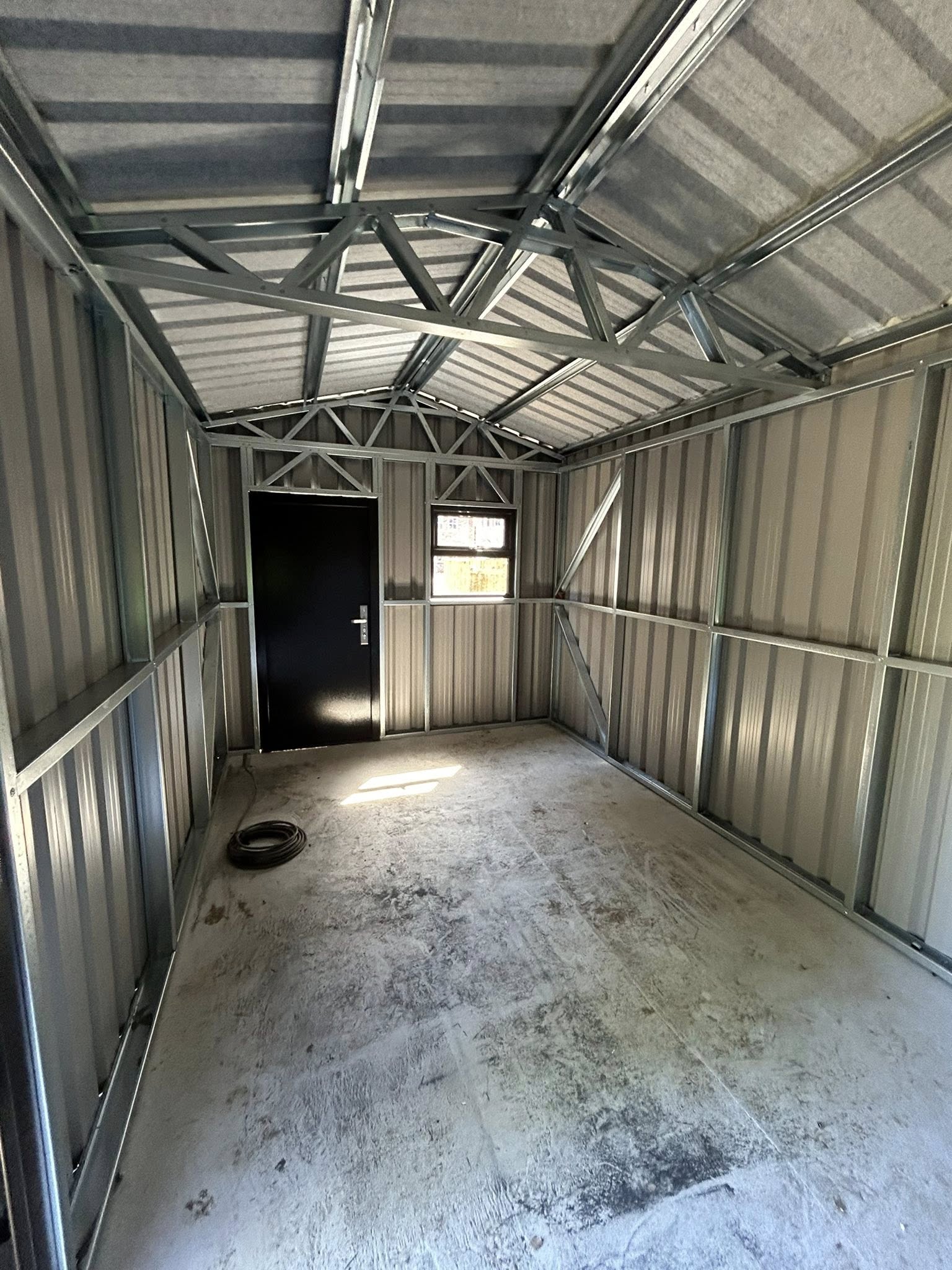 inside of large galvanised shed by MD Garden Sheds2GO