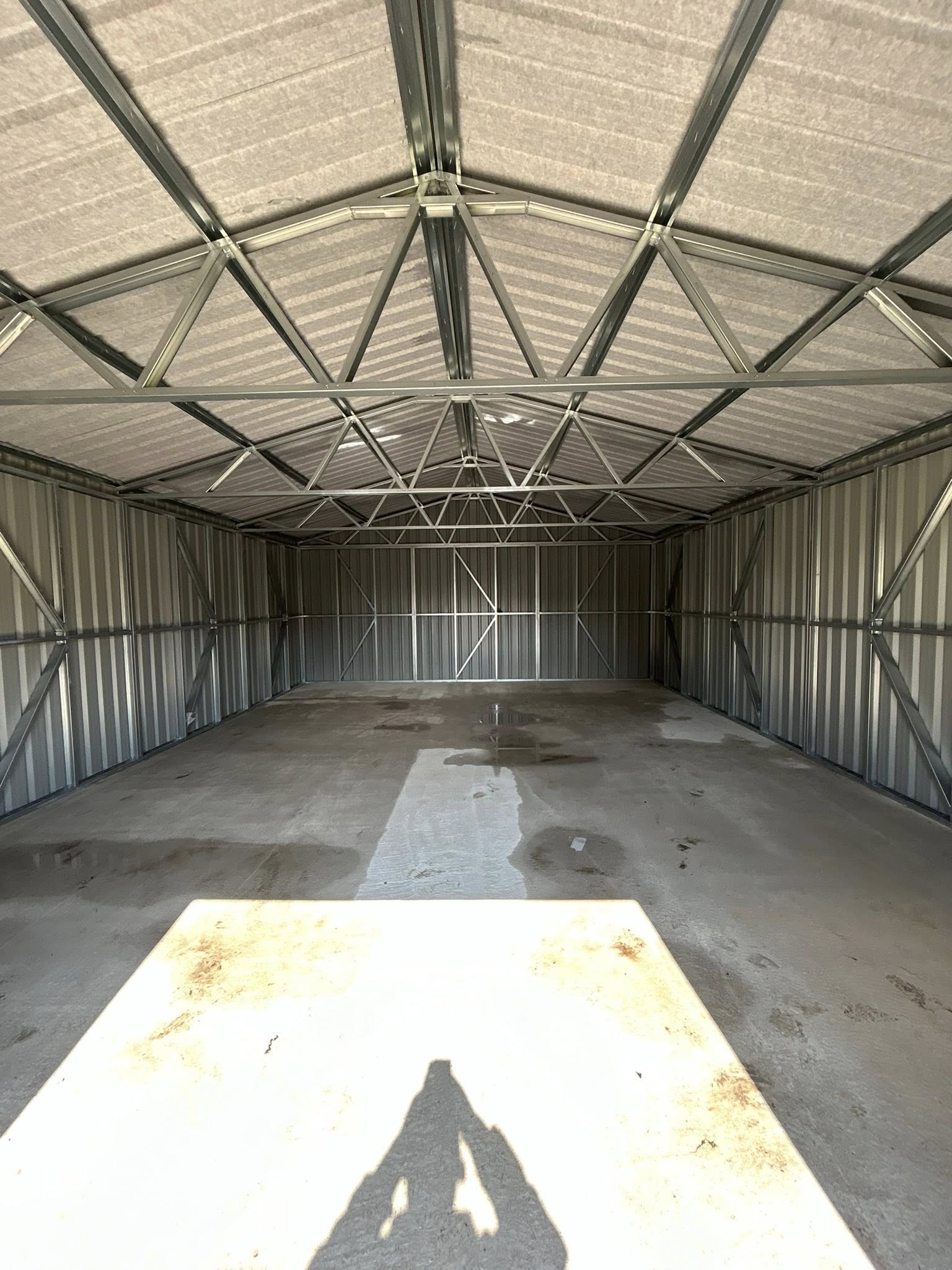 inside of large galvanised shed by MD Garden Sheds2GO