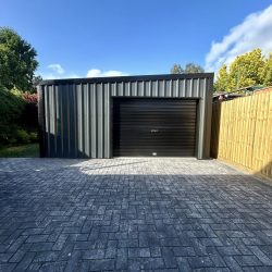 galvanised shed in back garden