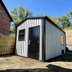 exterior of installed garden shed