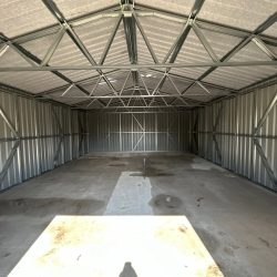 inside of large galvanised shed by MD Garden Sheds2GO