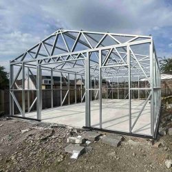 exterior of modular building being installed