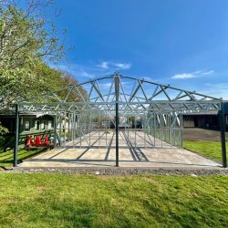 exterior of garden shed being built
