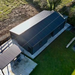 aerial view garden shed exterior
